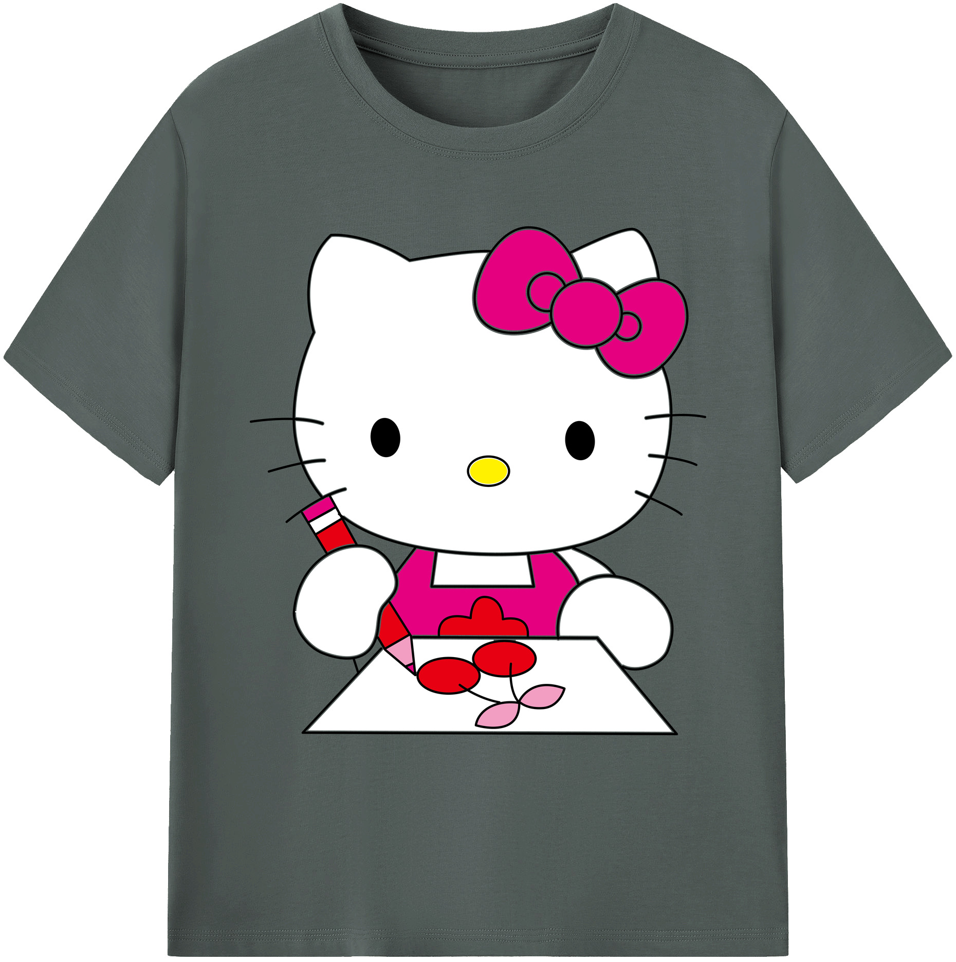（画像用） Hello Kitty ハローキティ 綿100％ メンズ半袖Tシャツ｜肌触りやわらか＆通気性
